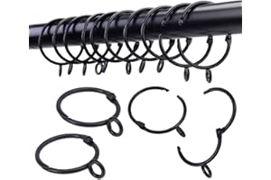 Openable Curtain Rings with Eyelet,24PCS Curtain Rings,Drapes Rings 25mm Interior Diameter Black TXZWJZ