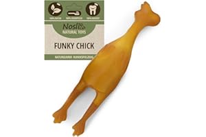 Nosli Natural Toys Funky Chick • Kurczak Zabawka dla psów • 100% naturalna guma kurczak bez barwników • Zabawka do żucia dla psa • Kurczak gumowy dla psów • Naturalna zabawka dla psa