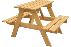 TIMBELA Tavolo da picnic per bambini in legno L81xL60xA50 cm - Gruppo Tavolo con panche M012-1