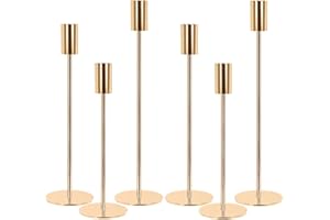 AQXONG 6Pcs Candelabro Dorado, 32/27/21.7cm para de 2.2 cm de Retro Candelabro Cónico Candelabro, Candelabro de Metal, Candelabro Decorativo para Decoración del Hogar, Fiestas, Bodas, Cumpleaños