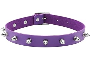 MILAKOO Femmes Hommes Cool Punk Goth Métal Spike Clouté PU Collier en Cuir Noir Collier Ras du Cou