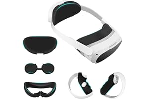 EYGLO Silicone Cover+Controllers Covers+Lens Cover+Back Cover for Pico 4 Headset,Soft Sweatproof Dustproof,Accessories for Pico 4,Improve VR Experience,Anti Scratch Anti Dust Cover (Black)