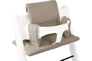 UKJE Cojín Compatible con Stokke Tripp Trapp - Cojín de Asiento Suave para Bebés y Niños Pequeños, Accesorio para Trona, Inserto de Tela de Algodón, Fácil de Instalar (Taupe Wafel)