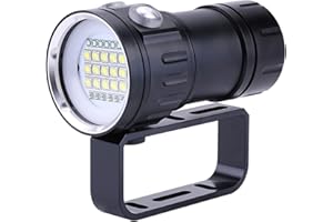 TYENAZA Torcia Subacquea Super Luminosa, 18000 Lumen IPX8 Lampada Subacquea Impermeabile, Immersione 500M 7 Modalità 120 Gradi Ampio Angolo di Fascio Torcia LED Subacquea per Fotocamera Video Vlog