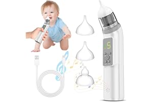 MODERN INNOVATIONS Nasensauger Baby, Nasensauger Baby Elektrisch 5 Saugstufen & 3 Silikonspitzen，IPX6 Wasserdicht,Wiederaufladbar，Mit Musikfunktion, LCD-Display, Nasensauger Geeignet für Babys und Kinder