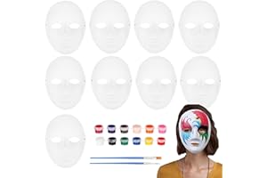 ASZAUI 12 Piezas Máscaras de Papel Blanco para Pintar Carnaval,Máscara de Pintada para Niños Adultos,Máscaras Pintada a Mano, DIY Máscara Blanca Niños Adultos, para Cosplay, Carnaval, Fiesta(21*17cm)