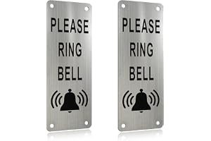 Fgdui 2 stycken ringsignalskylt, ringklocka med pil, 15 x 5 cm, självhäftande dörrskylt med gravyr, ringa och väntskylt med borstad aluminiumyta