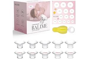 BALIME Flange Inserts 10PCS 13/15/17/19/21mm for 24mm Flange/Shields of All Breast Pump, Nipple Measurement Card, Compatible with Medela Elvie Momcozy Spectra Jheppbay Bellababy