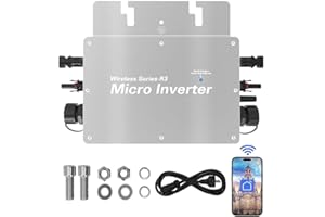 LITTLEHANSON Wechselrichter 800W Balkonkraftwerk,Solar Waterproof Inverter,Max PV-Eingangsleistung 2 X 500 Watt Wechselrichter Solar Mit WLAN APP Für 2 Solarmodule,MPPT/IP65 Wasserdichter120-230V AC,Silber
