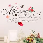 Regalo Festa della Mamma – Adesivo Murale con Frase “Mamma dove la vita inizia e l’amore non finisce mai” | Sticker Parete Ri