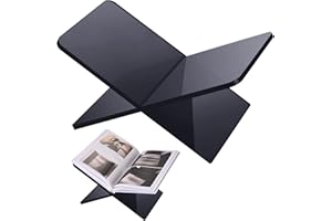 DECORANY Soporte Acrílico para Libros 28 x 18 x 15 cm Soporte Abierto Grande para Exhibir Libros Libro de Arte Biblia Libro de Visitas –Mesa de Café Stand Libro de Lectura – Gris, Traslúcido