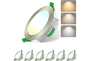 Jaenmsa Faretti Led da Incasso per Cartongesso 230V, 7W Foro Φ 65-75mm, IP44, Dimmerabile, Faretti LED Soffitto, Bianco Caldo 3000K Bianco Neutro 4000K Bianco Freddo 6500K, Set di 6