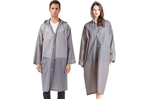 AIDEGER EVA Rain Ponchos for Adults, 2 Pack Reusable Raincoats with Hoods and Sleeves Lightweight Rain Jacket