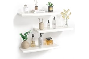 ‎BHFOW BHFOW Weiße schwebende Regale für die Wand, unsichtbares Wandregal, 3er-Set, weiße Regale für Badezimmer, Schlafzimmer, Wohnzimmer und Küche, Dekoration, Aufbewahrung und Präsentation.