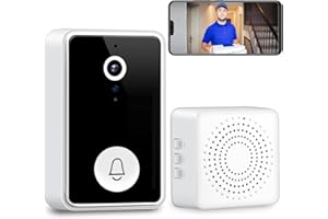 XIAOMGU 2024 Doorbell camera wireless Smart Video Doorbell Camera Wireless with Chime Ringer, Cloud Storage, Night Vision, Battery Powered, Live View, Indoor/Outdoor Surveillance, 2-Way Audio, 2.4G WiFi