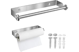 Teokantz 28CM Porta Rotolo da Cucina in Acciaio Inox, Portarotoli da Cucina da Parete, Argento
