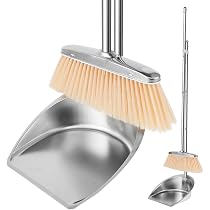 KTCINA Broom and Dustpan Set with Long Handle, 118 cm, Broom Set ...