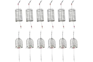 Kellegour 12 Pcs Paniers de Pêche en Acier Inoxydable,Cage À Appâts de Pêche,Pêche Appât Cage en Acier Inoxydable,pour Attraper des Anguilles,Crabes,Poissons,Petits Poissons et Homards