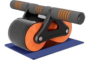 LAPONO Rueda Abdominal Rodillo Abdominales,Equipo de Entrenamiento Básico Ab Rodillos ABS Rebote Automatic y Doble Rueda con Alfombrilla Para Deporte En Casa Equipo De Núcleo Ejercicio
