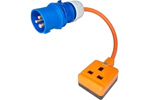 CABLE ASSEMBLY INNOVATIONS Fly Lead Converter Cable, 16A Plug to 13A Socket, Electrical Hookup Cable for Camping, Caravans, Motorhomes, Generators, Marine Applications. 16 Amp Power Supply to 13 Amp Socket (2m)