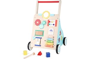 Asweets Carrello Primi Passi Legno, Giochi Montessori Interattivo, Sviluppa Le Capacità Motorie Dei Bambini, Baby Walker Regalo Bambino
