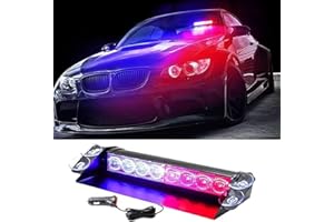 LCXECNW LED Red Blue Windshield Dash Emergency Strobe Lights w/Suction Cups,Hazard Warning Flashing Traffic Light for Cars,Boats,Volunteer Vehicles