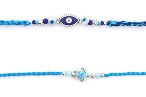 SWACRAFT Fancy Set of 2 Rakhi for Brother | Evil Eye Rakhi for Small Brother Sister| Turtle Rakhi for Brother Bhaiya Bhabhi | Designer Rakhi for Brother | VRDUK010