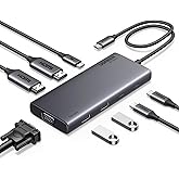 UGREEN Revodok Pro 308 &Uuml;&ccedil;l&uuml; Ekran Bağlantı İstasyonu USB C Hub 2HDMI VGA(4K@60Hz maks.), 10Gbps USB Bağlantı Noktaları(2*USB 