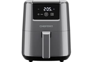 Chefman 2L Mini Air Fryer – Digital Space-Saving Compact Air Fryer with Nonstick and Dishwasher Safe Basket, Quick & Easy Meals in Minutes, Features Digital Timer and Shake Reminder – Grey