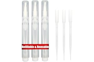 Set med 3 flaskor med 6 ml påfyllningsbara nagelbandsoljepennor, återanvändbara, för enkel påfyllning av jojobaolja/nagelolja/hårolja – genomskinlig enhandsbehållare applikator för kosmetiska