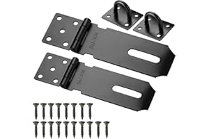 Sheryl&Rain Moraillon de Porte Cadenas, 2pcs Fermoir de Loquet Porte Exterieur, 4 et 5 Pouces Acier Inoxydable Moraillon de Verrou Porte Exterieur avec Vis pour Placard Garage Fermeture Porte(Noir)