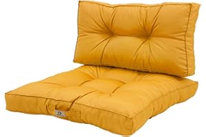 deco arts Coussins pour Salon de Jardin - Coussins extérieur - 60x60 cm - Coussin de Remplacement pour Fauteuil, Banc & Chaise d'extérieur - Imperméable, Confortable & capitonné - Jaune