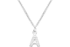 BIFRIEND Collana girocollo in argento sterling 925, con ciondolo con iniziale dalla A alla Z, 26 lettere, per donne e ragazze, con strass