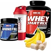 Hardline Whey 3Matrix 2300g Banana + Amino Full 300 Tablets + Shaker