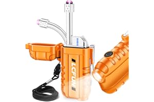 ‎LCFUN LcFun Feuerzeug Elektrisch, 360° Flexible Hals, USB C Feuerzeuge Wiederaufladbar, Wind- und Wasserdicht, Elektrisches Feuerzeug mit LED-Batterie-Anzeige, Geschenk für Männer