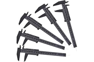 TamBee 6Inch 150mm Mini Caliper Double Scale Plastic Vernier Caliper for Jewelry Sliding Gauge Ruler Measuring Tool 5PCS (Black)