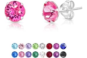 DTPSilver - Damen Ohrringe 925 Sterling Silber mit Kristallen von Swarovski® Elements Runde Ohrstecker - Durchmesser 6 mm - Viele Farben erhältlich