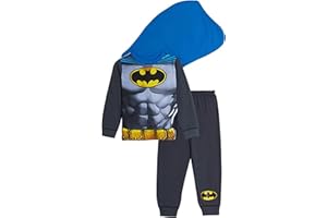 BATMAN Pigiama per bambini con mantello, costume per bambini dai 2 agli 8 anni