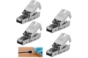 coalwop 4X Cat 8 Conector RJ45 Sin Herramientas Conector de Red Blindado 40 Gbit/s para Cables 22 AWG Conector de Enchufe RJ45 Ethernet LAN DSL Cable de ConexiónCompatible con CAT6a/CAT7/CAT8