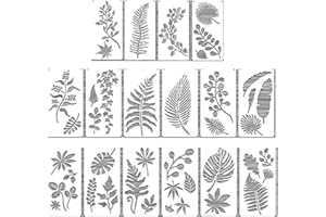 PXRLMYF 16 Pieces Leaf Stencils Tropical Foliage Stencil Set Reusable Painting Leaves Stencil for Painting on Wall Canvas Furniture Floor Fabric
