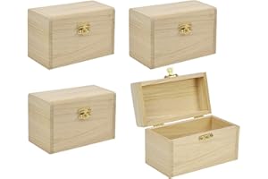 BUSDUGA Schatzkisten/Schatzkästchen aus Holz, zum bemalen und basteln (4 Schatzkisten)