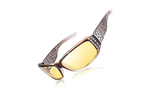 LVIOE Polarized Night Driving Glasses for Women Anti Glare Yellow Lens Wrap Around Rhinestones Trendy Night Vision Glasses