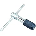 GROZ Tap Wrench with T-Type Handle for use in Hard to Reach Areas| Ideal for Holding Taps, Reamers, Screw Extractors & Other Small Hand Turned Tools| Hardened Steel Jaws| Tap Size: M2-M5| TW/3-16