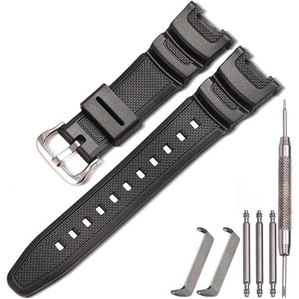 Bracelet de rechange Casio résine noire ECB-10P-1 ECB-10YP-1 ECB-10P