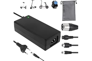 SPORVET 42 2A Caricabatterie Elettrico per Monopattino,Caricatore per Hoverboard Universale con 4 Connettori 1 sacca portaoggetti per Xiaomi M365 Segway Ninebot E-Scooter,Hoverboard, biciclette elettriche