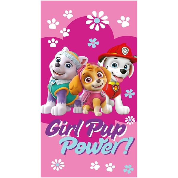 Serviette à Capuche Paw Patrol - 100% Coton - Skye Et Chase - Pour Plage, Piscine Ou Bain