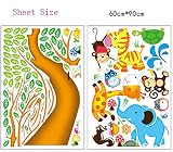 ufengke® Cartoon glücklich Tier Baum mit Eule Affen Zebra Giraffe Wandsticker, Babyzimmer Kinderzimmer Entfernbare Wandtattoos Wandbilder - 4