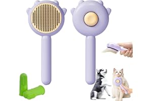 HENFUME Szczotka dla psów o długim owłosieniu,Szczotka dla psów i kotów,Szczotka dla psów Krótki owłosy Depilacja Jednym kliknięciem,Usuń sierść zwierząt,Nie drapią się na zwierzętach, masażysta(fioletowy)