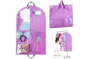 NEIVEINO Bolsa de ropa para niños con 5 bolsillos: funda plegable para colgar ropa corta, organización para bailarines, actuaciones, competiciones, concursos de belleza, viajes y más, bolsa de ropa para niños