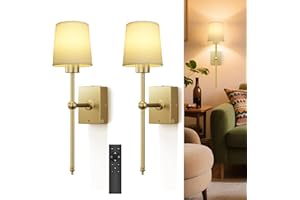 Toowell Battery Operated Wall Lights Rechargeable Wall Lights Indoor Wireless Wall Sconces No Wire for Living Room Hallway Bedroom,2Pcs Gold